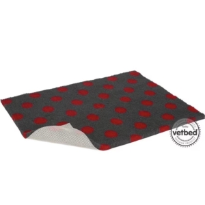 Vetbed koksgrå m/ rød prikker